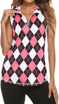Tanst Sky Women's Sleeveless Golf Polo Shirts Quarter Zip Workout Tank Top by TanstSky