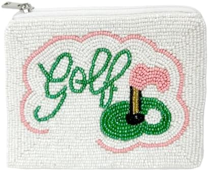 Beaded Coin Purse Change Zipper Pouch Wallet Golf by PrettyRobes