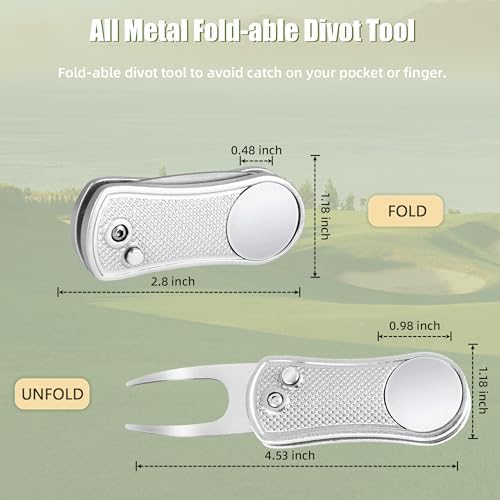 Mile High Life Golf Divot Repair Tool Metal/Foldable w Magnetic Ball Marker - Image 4