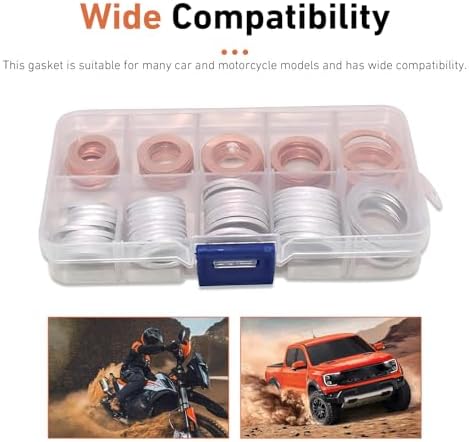 100 PCS Car Oil Drain Plug Crush Washer Assortment, Leak-proof Aluminum Oil - Image 4