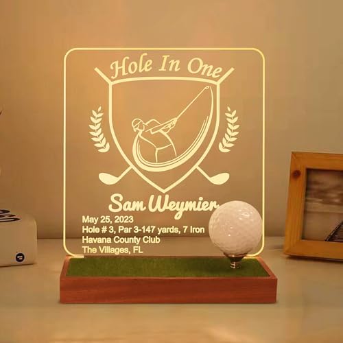 Hole in One Golf Ball Display Case, CoolGift Mart Personalized Light Up Golf by CoolGiftMart