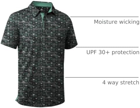 ZITY Men's Golf Shirts Short Sleeve Print Patterns Casual Collared Polo - Image 4