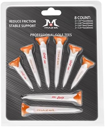 MAZEL Plastic Golf Tees 8 Pack｜Excellent Durability and Stability Plastic Tees by MAZEL