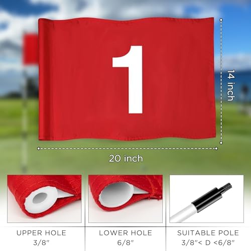 KINGTOP Numbered Golf Flags, 14 x 20 in, Numbers 1 to 4, 4 Pack - Image 3