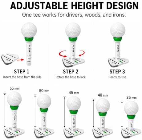 LOFIN Adjustable Height Golf Tees – Reusable Plastic Golf Training Tees - Image 6