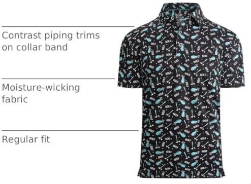 Alex Vando Mens Golf Shirt Moisture Wicking Print Performance Polo Shirt - Image 4