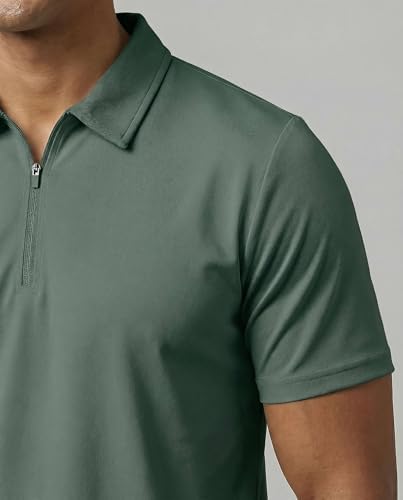 3 Pack Mens Dry Fit Polo Shirts Quarter Zip Short Sleeve Collared Tees Work - Image 4