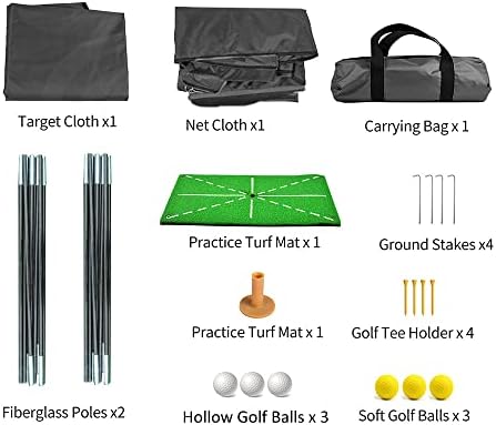 Black Golf Practice Set With Net, Hitting Mat, Target Cloth and Carrying Bag - Image 4
