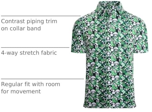 Alex Vando Mens Golf Shirt Moisture Wicking Print Performance Polo Shirt - Image 4