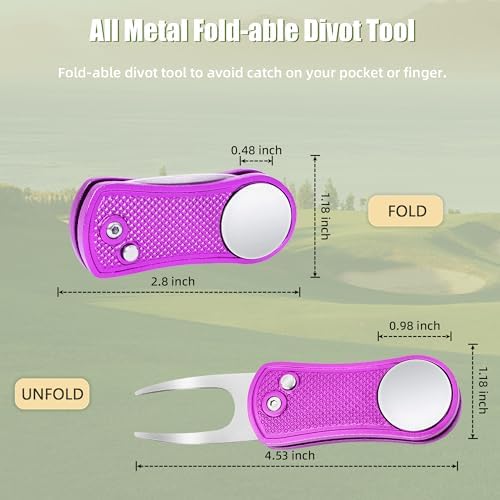 Mile High Life Golf Divot Repair Tool Metal/Foldable w Magnetic Ball Marker - Image 4