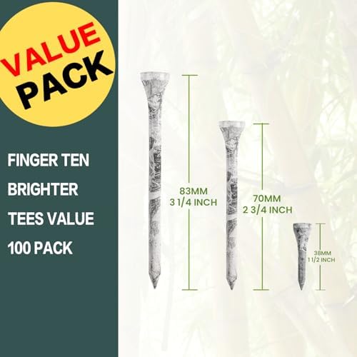 FINGER TEN Stylish Golf Tees Wood 100 Pack - Image 2