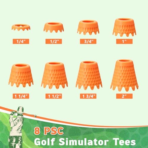 8 Pack Golf Simulator Tees, TPU Golf Tees 1/4"-2" Height - Image 2