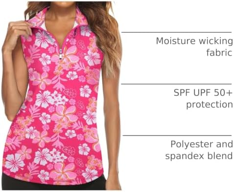 Tanst Sky Women's Sleeveless Golf Polo Shirts Quarter Zip Workout Tank Top - Image 4
