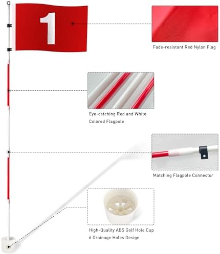 Golf Flagstick 6ft, Portable Putting Green Flag Pole - Image 2