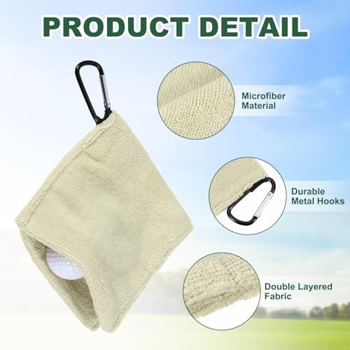 3Pcs Golf Ball Towel 5.5"x5.5" - Image 3