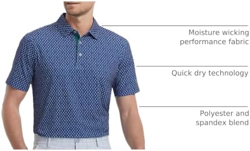M MAELREG Mens Golf Shirt Short Sleeve Dry Fit Print Moisture Wicking - Image 4