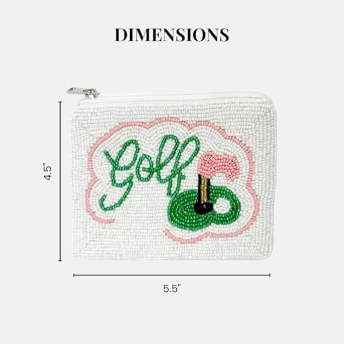 Beaded Coin Purse Change Zipper Pouch Wallet Golf - Image 5