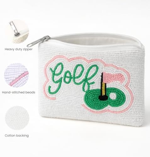 Beaded Coin Purse Change Zipper Pouch Wallet Golf - Image 4