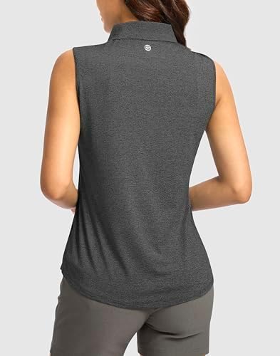 G Gradual Women's Golf Shirts Lightweight 1/4 Zip Collared Tank Top - Image 3