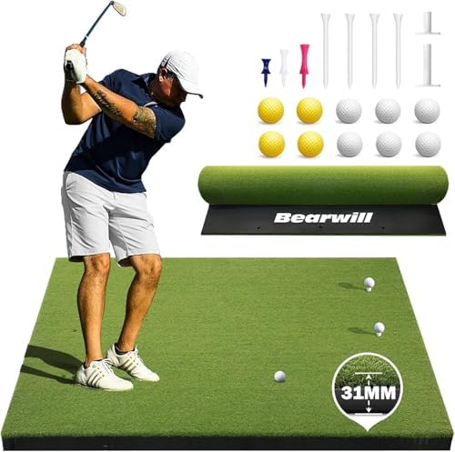 Golf Mat 31mm, 5x4ft/5x5ft Premium Golf Hitting Mat Outdoor Indoor by Bearwill