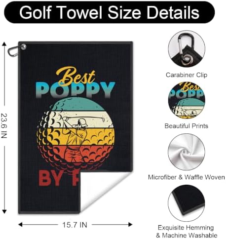 Best Poppy By Par Funny Men Dad Sports Golf Towel - Image 2