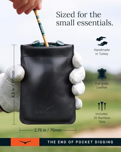 Leather Golf Tee Bag, Valuables Pouch - Image 4