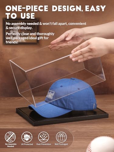 JupDec Hat Display Case, UV Protection Signed Hat Transparent Showcase - Image 2