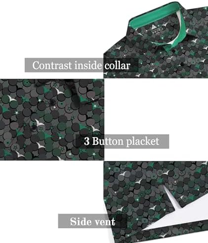 ZITY Men's Golf Shirts Short Sleeve Print Patterns Casual Collared Polo - Image 3