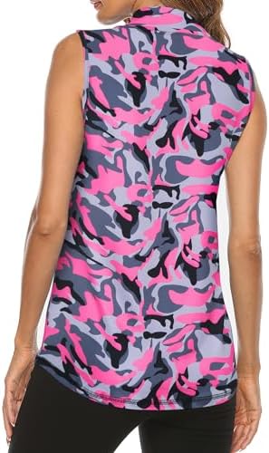 Tanst Sky Women's Sleeveless Golf Polo Shirts Quarter Zip Workout Tank Top - Image 2