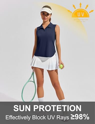 PINSPARK Golf Shirts for Women Sleeveless 1/4 Zip Tennis Polo - Image 5