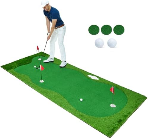 Goplus Golf Putting Green, 10x3.3FT/10x5FT Large Golf Practice Mat w/3 Holes by Goplus