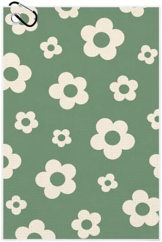 Green Floral Waffle Weave Microfiber Golf Towel by Unknown