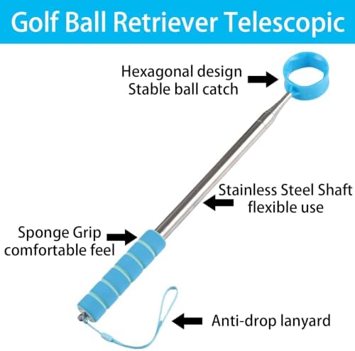 2 Pack Telescopic Golf Ball Retriever, Stainless Steel Shaft, Non-Slip Grip - Image 4
