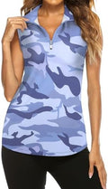 Tanst Sky Women's Sleeveless Golf Polo Shirts Quarter Zip Workout Tank Top by TanstSky