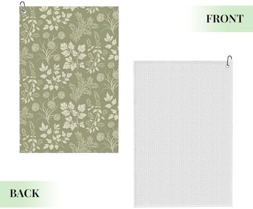 Green Leaf Plant Golf Towels – Premium Microfiber Waffle Pattern Towel - Image 2