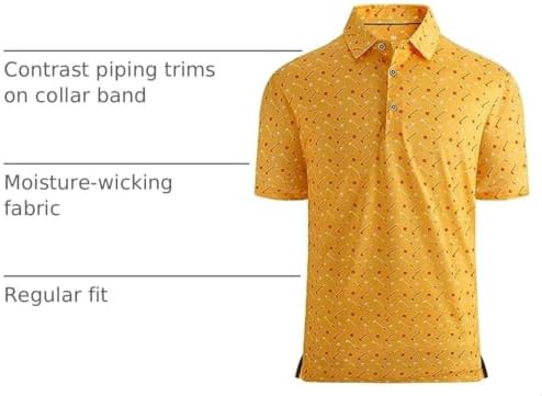 Alex Vando Mens Golf Shirt Moisture Wicking Print Performance Polo Shirt - Image 4