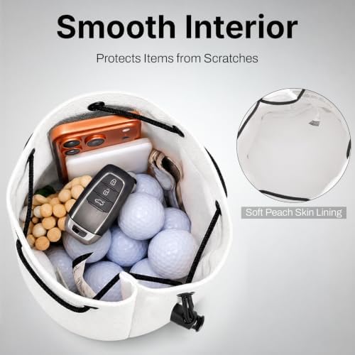 Golf Valuables Pouch, Leather Drawstring Golf Balls Bag - Image 3