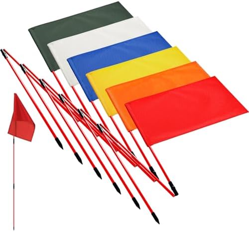 6 Set Golf Flag Stick for Putting Green 3 Section Portable Nylon Flagpoles by Motionchic