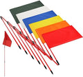 6 Set Golf Flag Stick for Putting Green 3 Section Portable Nylon Flagpoles by Motionchic