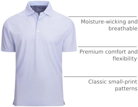 Alex Vando Mens Golf Shirt Moisture Wicking Classic Print Golf Shirts - Image 4