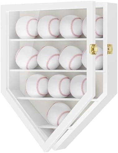 TJ.MOREE 12 Balls Baseball Display Case Wall-Mounted, Durable Wood by TJMOREE