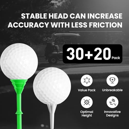 FINGER TEN Golf Tees Plastic Unbreakable 30 Tees 3 1/4 Inch and 20 More Short - Image 3