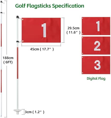 Golf Flagstick for Yard, 5-Section Putting Green Golf Pin Flag, 3 Pack - Image 4