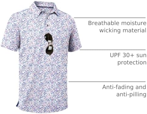 ZITY Men's Golf Shirts Short Sleeve Print Patterns Casual Collared Polo - Image 4