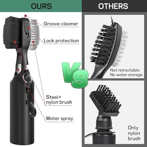 THIODOON 2 Pack Golf Club Brushes and Groove Cleaner 2 ft Retractable Zipline - Image 3