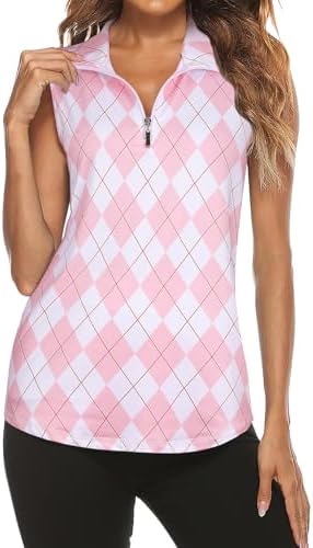Tanst Sky Women's Sleeveless Golf Polo Shirts Quarter Zip Workout Tank Top by TanstSky