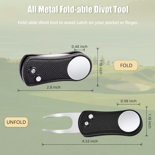 Mile High Life Golf Divot Repair Tool Metal/Foldable w Magnetic Ball Marker - Image 4