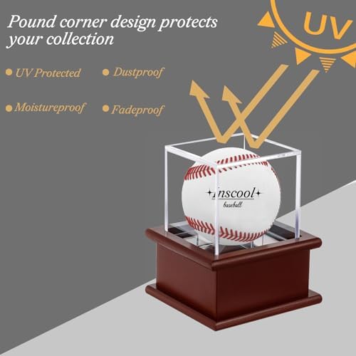 Baseball Display Case with Wooden Base Acrylic Cube - Image 3