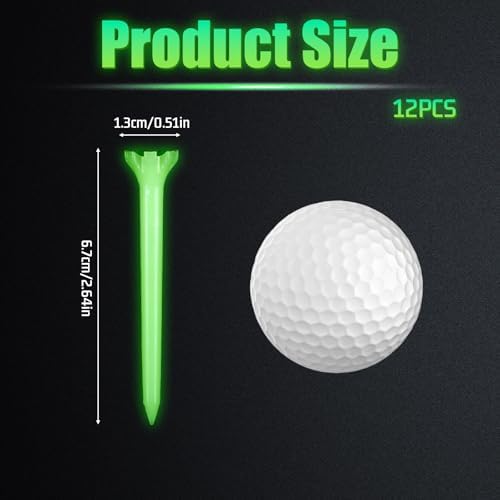 12 Pcs Glow in The Dark Golf Tees, Fluorescent Green Light Up Golf-Tees - Image 2