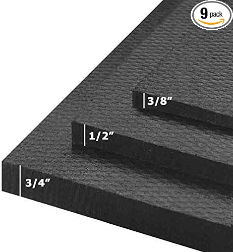 American Floor Mats - Heavy Duty Horse Stall Tiles - Thick, Durable Rubber Flooring - Solid Black - 6' x 6' Set of 9 Tiles (2' x 2' Each, 0.75" Thick)